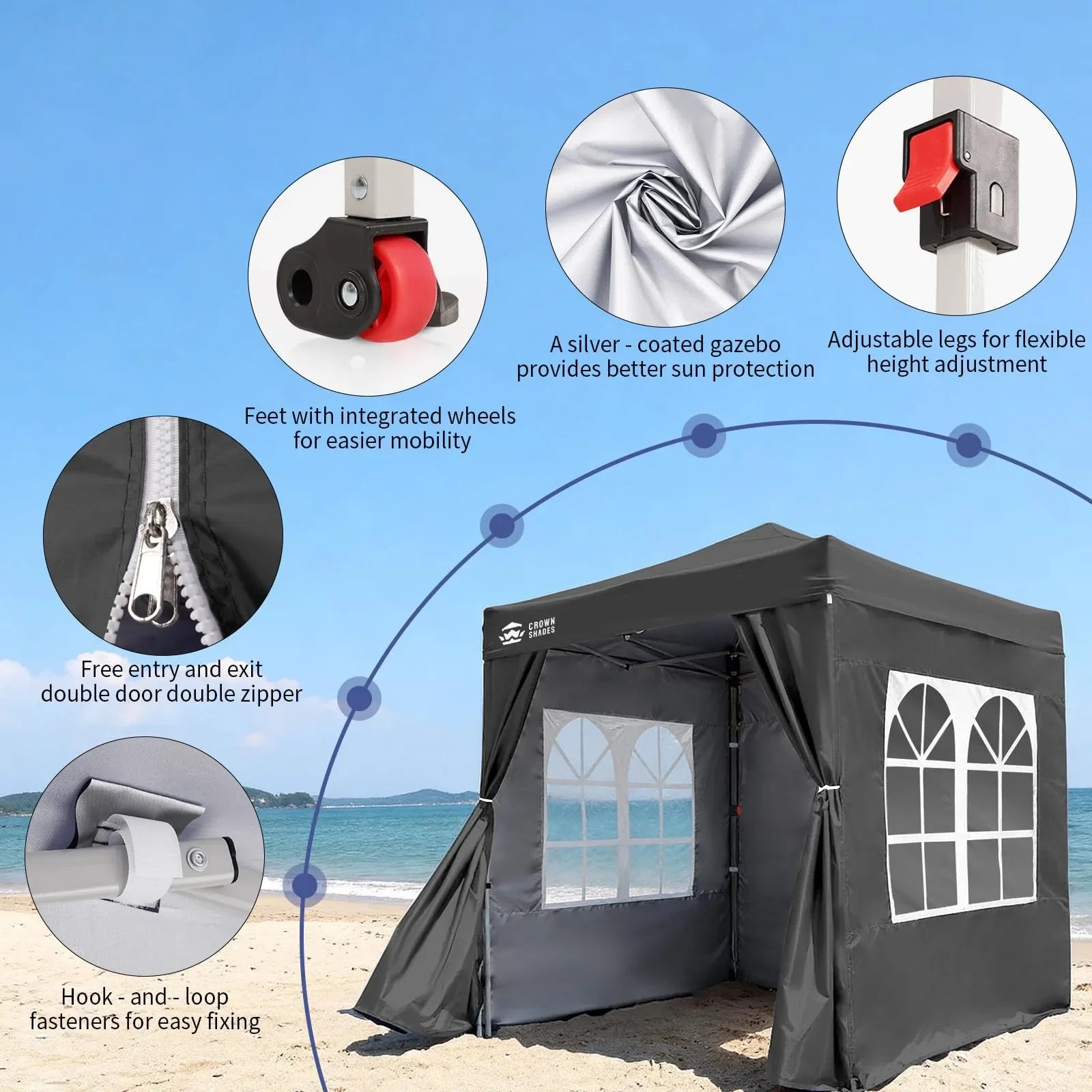 ArdenShade 2 x2m Pop Up Gazebo with 4 Sidewalls