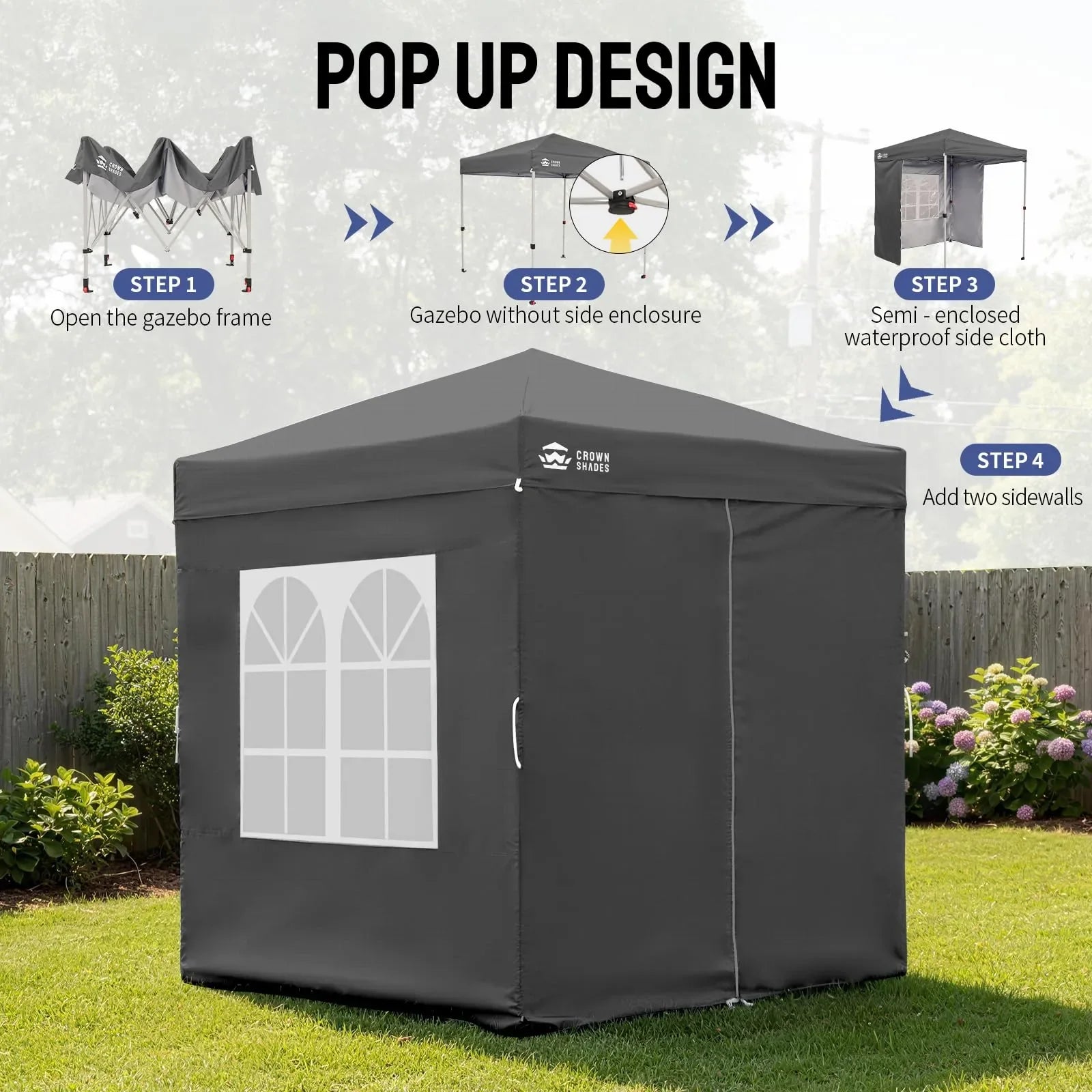 ArdenShade 2 x2m Pop Up Gazebo with 4  Sidewalls